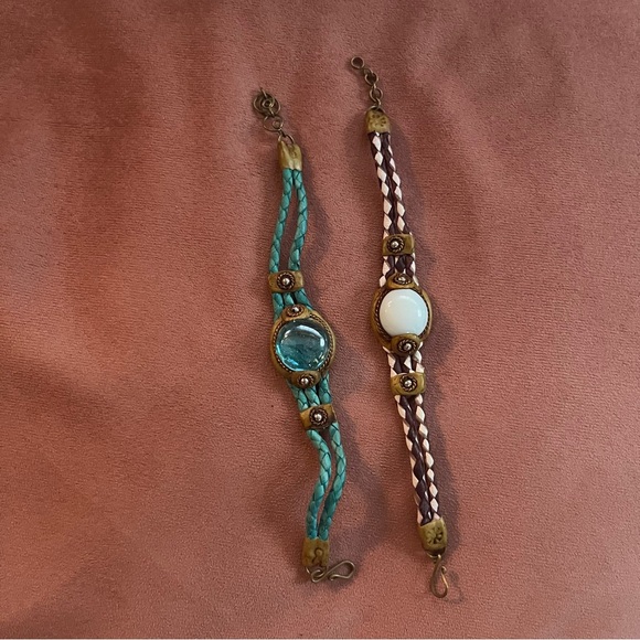 🛍️ Purple and blue glass woven bracelets set - Picture 4 of 8